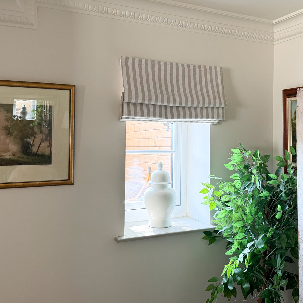 Blake Striped Linen Roman Shade
