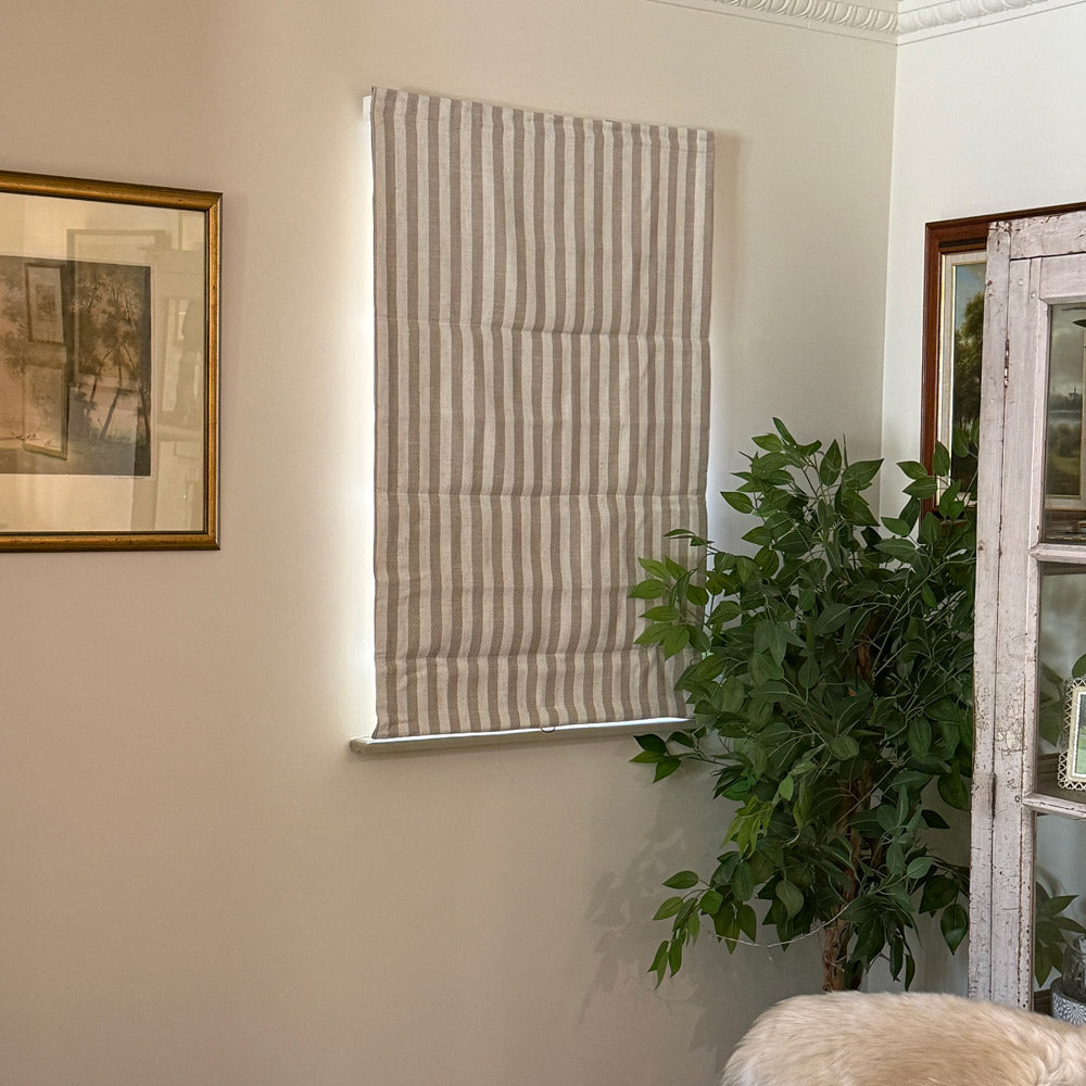 Blake Striped Linen Roman Shade