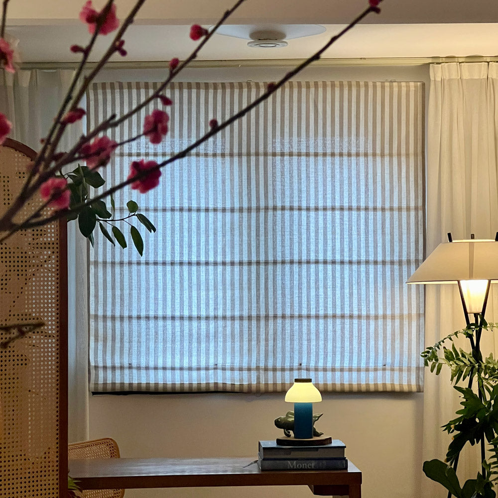 Blake Striped Linen Roman Shade