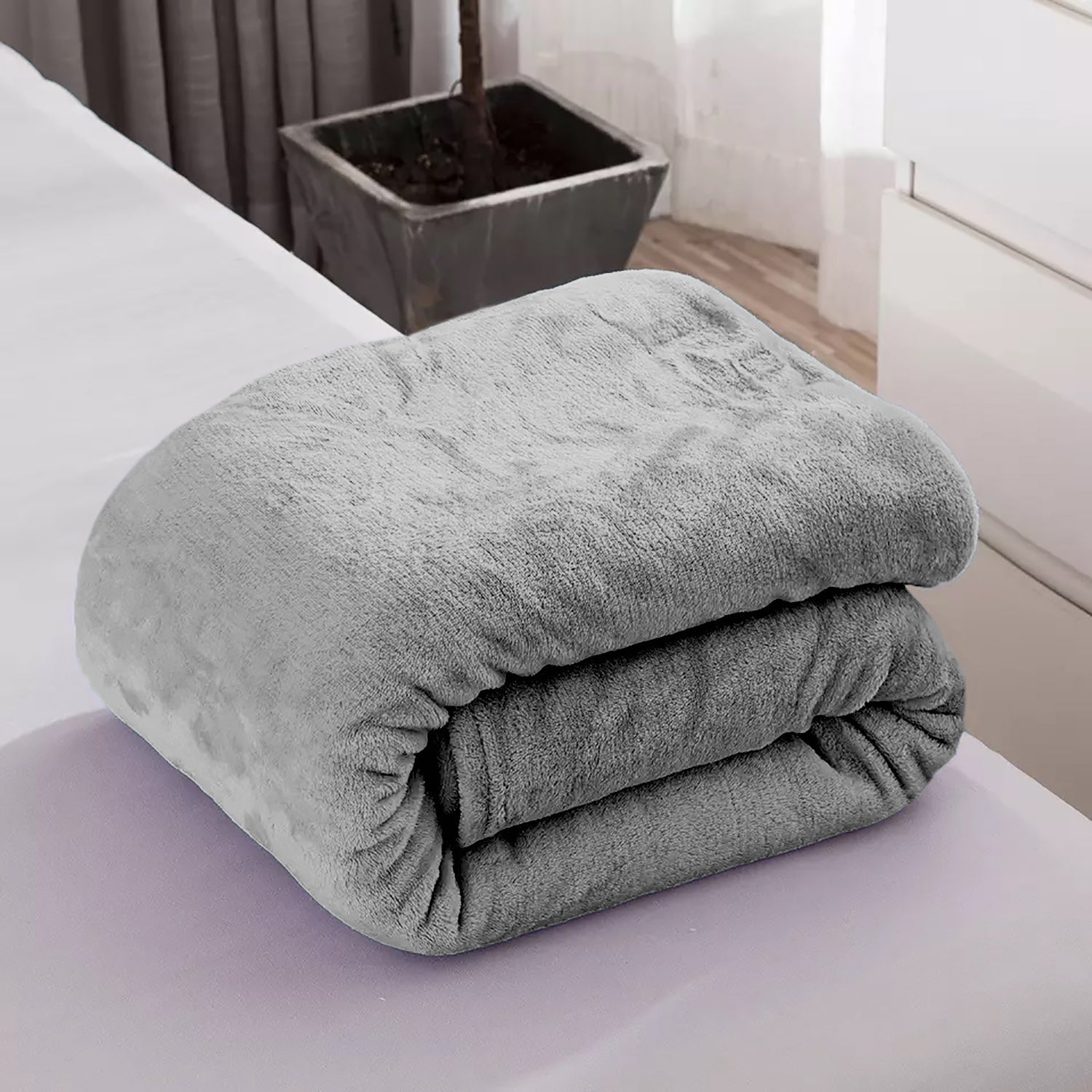 Queen size Grey Extra Soft Cozy Microfiber Solid Color Throw Picnic Sofa Bed Blanket