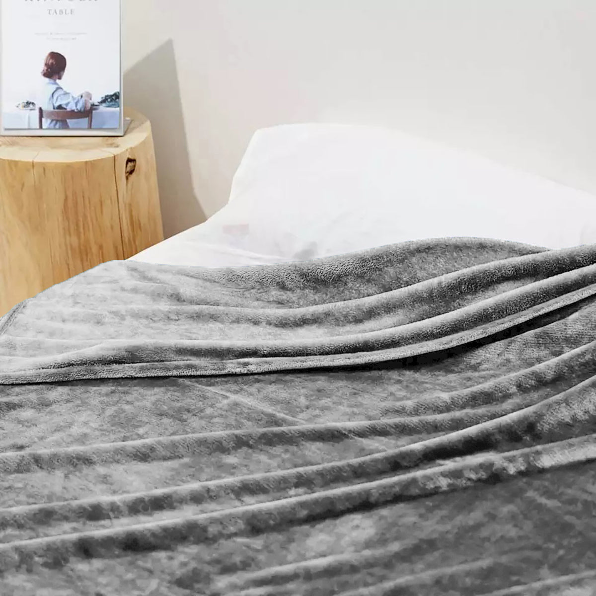 Queen size Grey Extra Soft Cozy Microfiber Solid Color Throw Picnic Sofa Bed Blanket