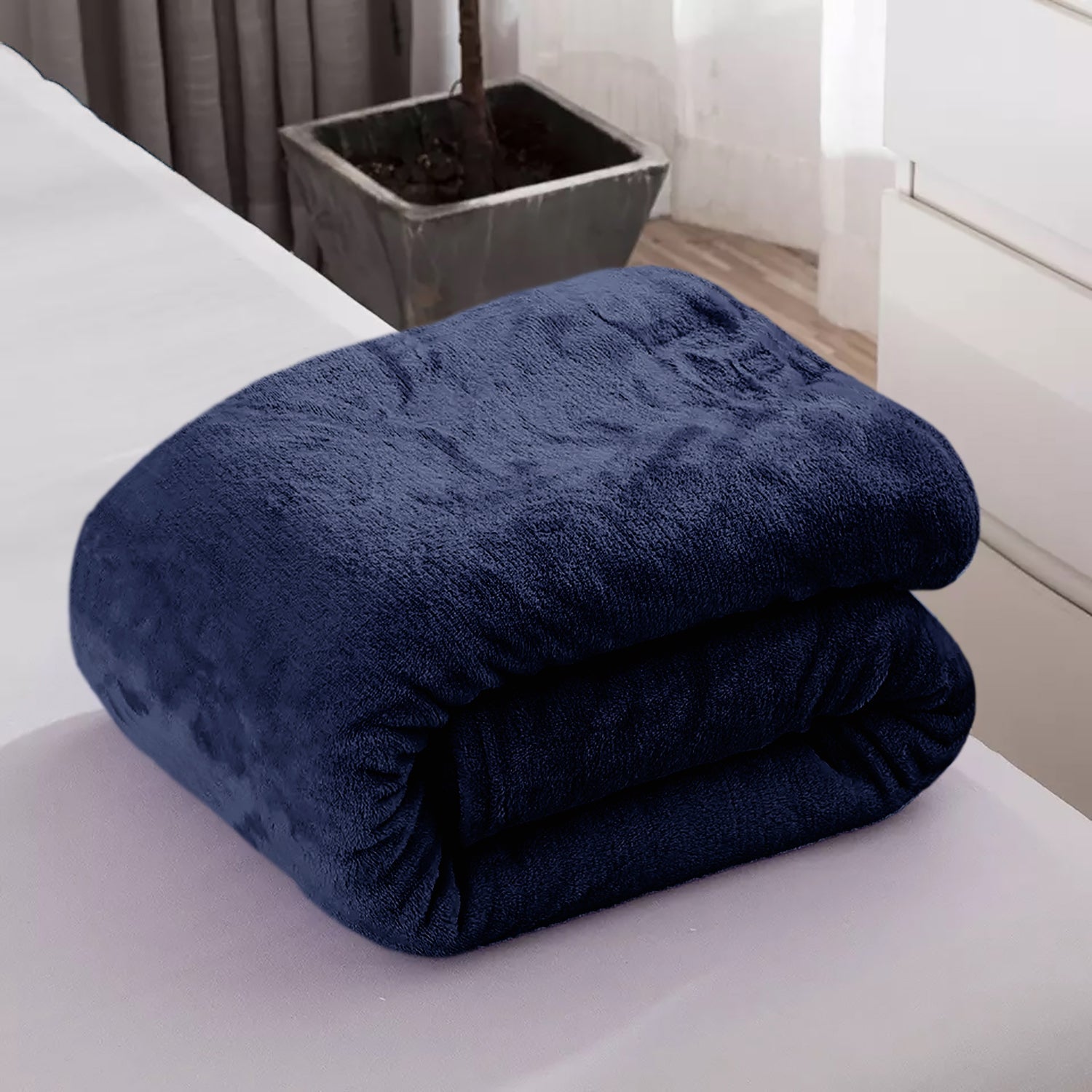 Full size Navy Extra Soft Cozy Microfiber Solid Color Throw Picnic Sofa Bed Blanket
