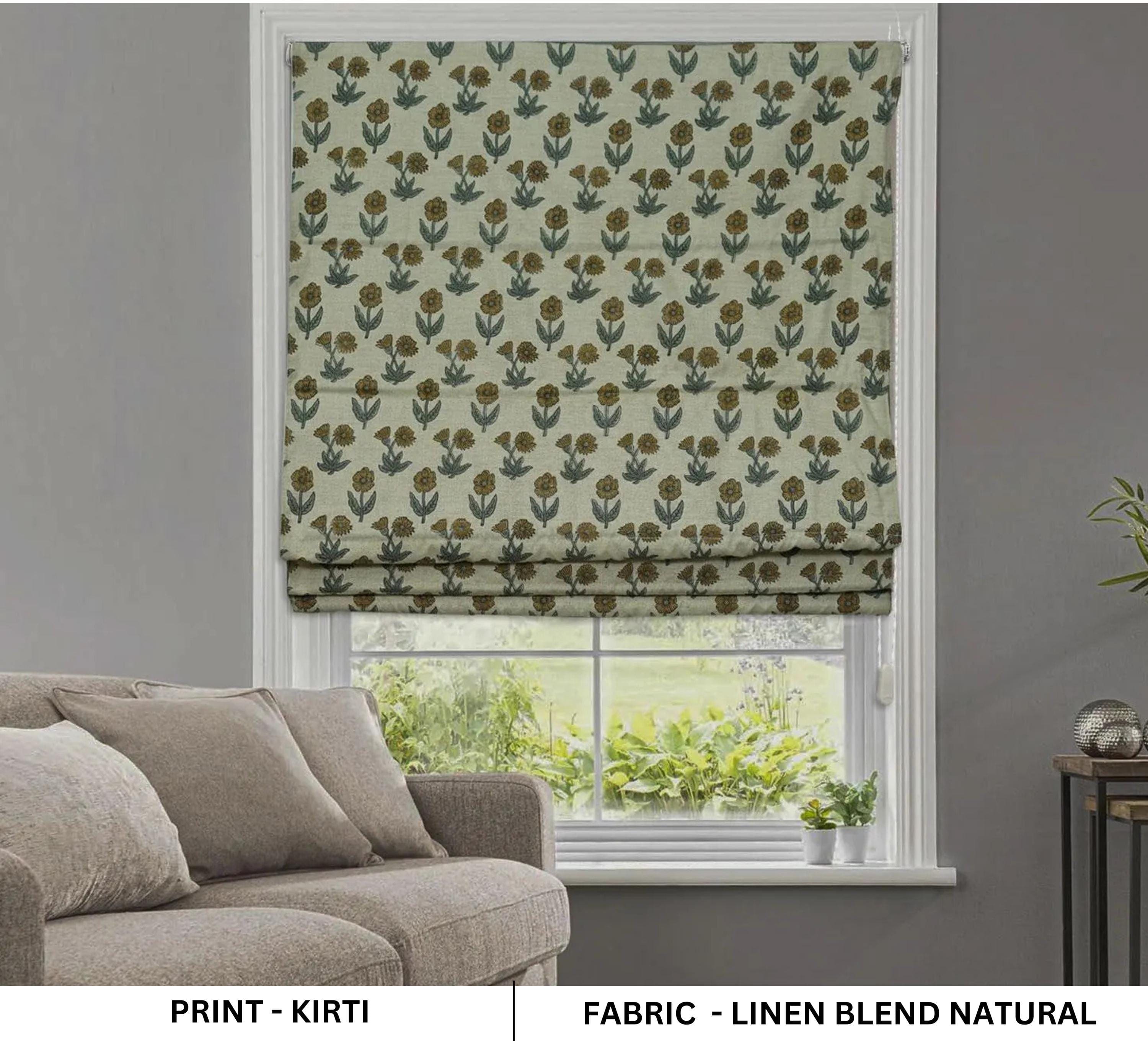 Indian Block Kirti Floral Print Roman Shade