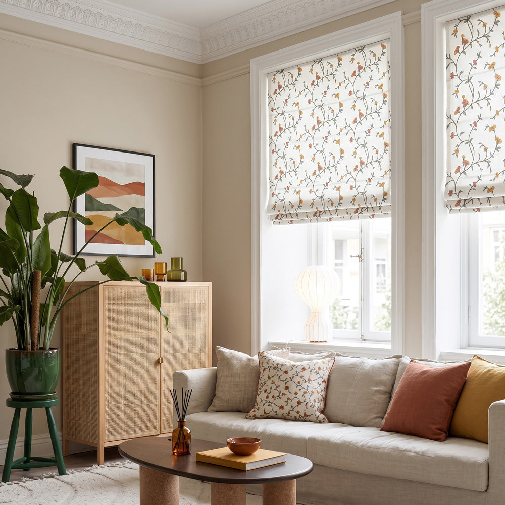 Bloom Embroidered Sprig Roman Shades