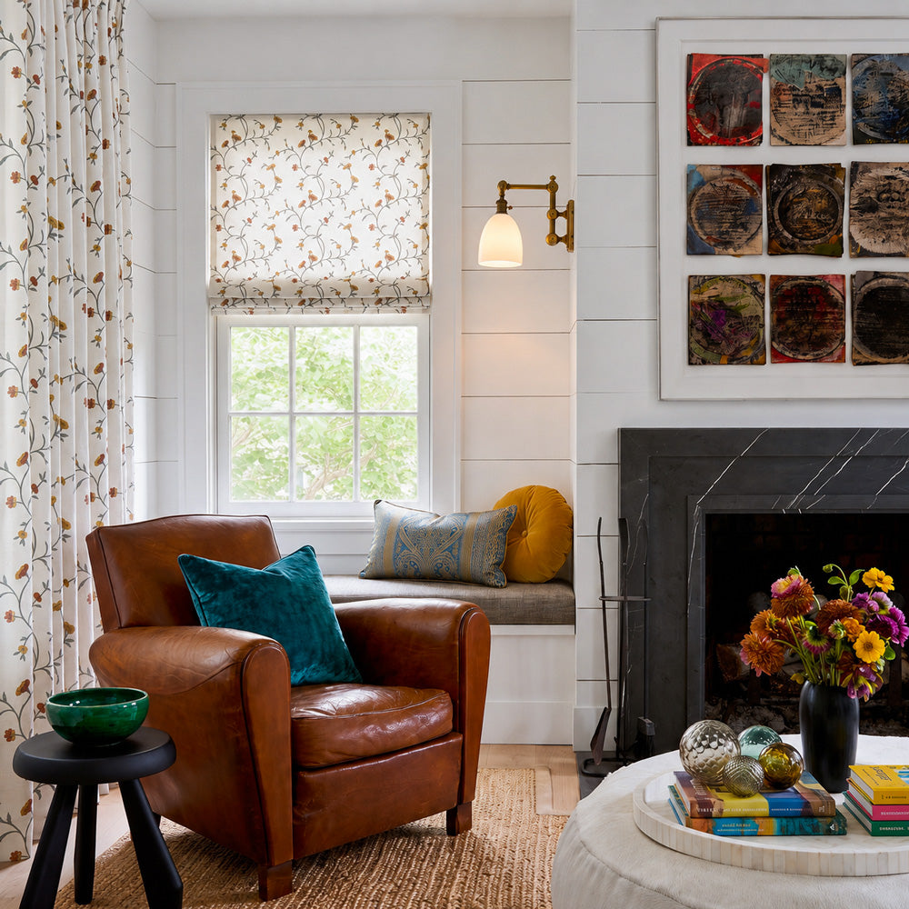 Bloom Embroidered Sprig Roman Shades