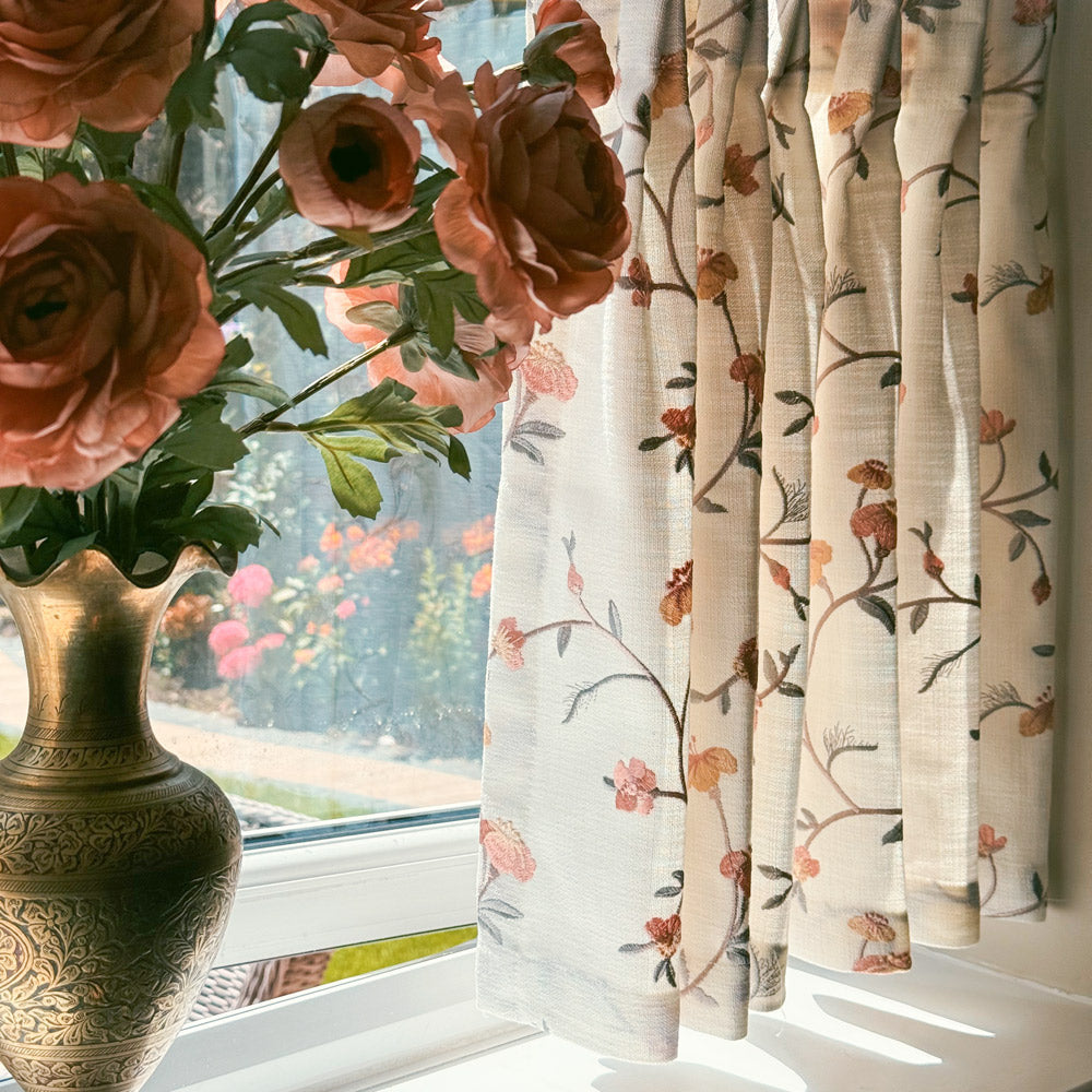 Bloom Embroidery Floral Cafe Curtains