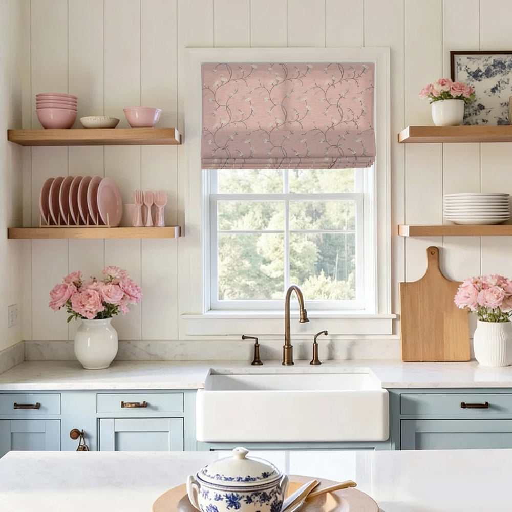 Bloom Embroidered Sprig Roman Shades