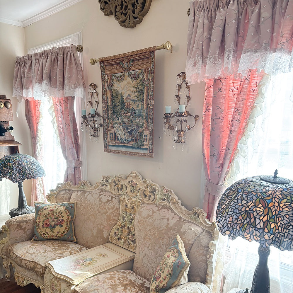 Bloom Spring Hues Floral Embroidered Curtains