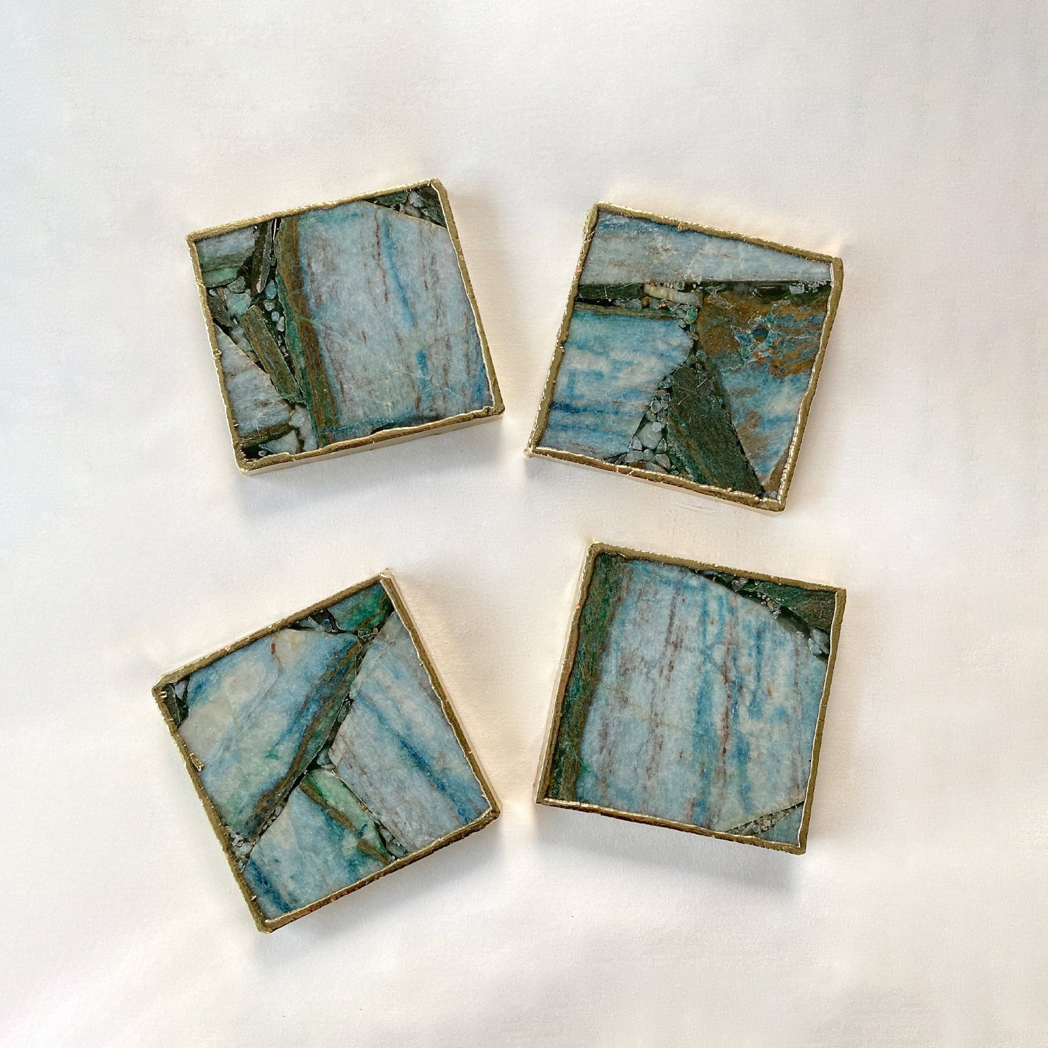 Blue-Green Composite Agate - Set of 4 Large Square Coasters | Personalised Momentos-0