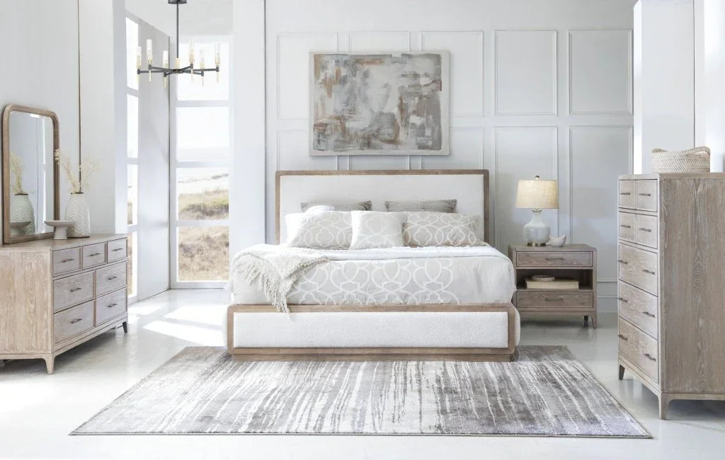 Bodhi Ivory Textured Performance Fabric Bed