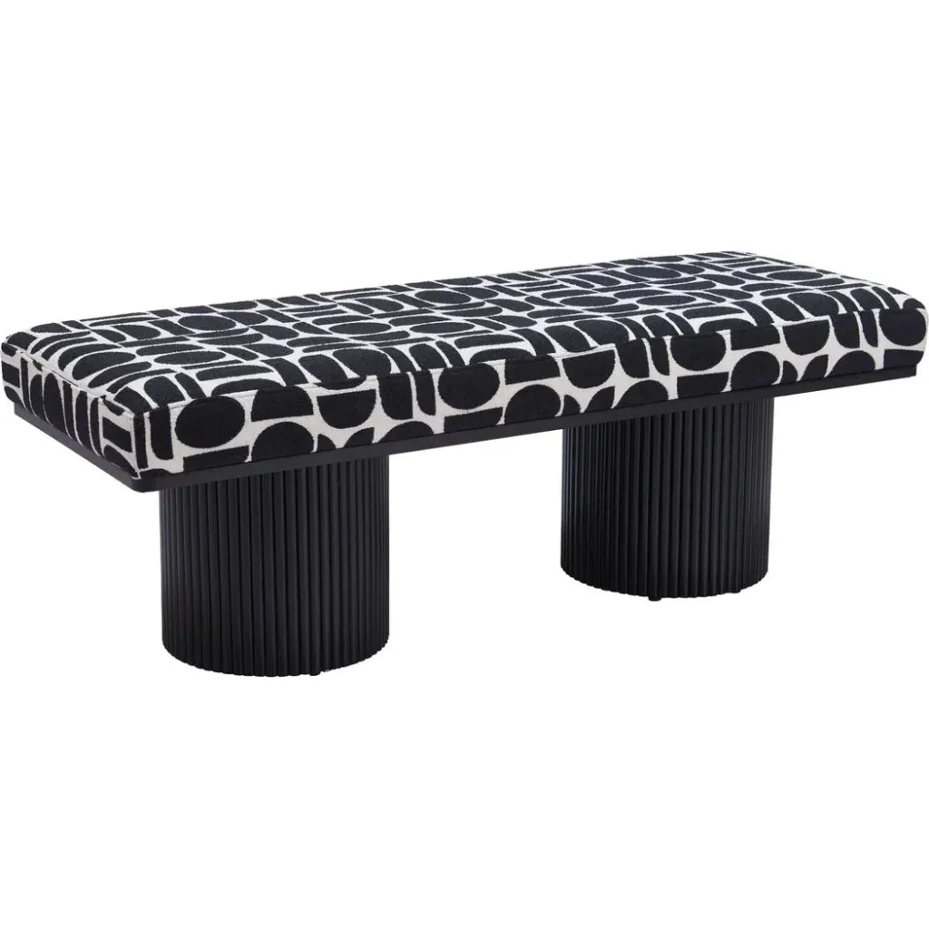 Botoia Wood Black Bench with Plush Fabric