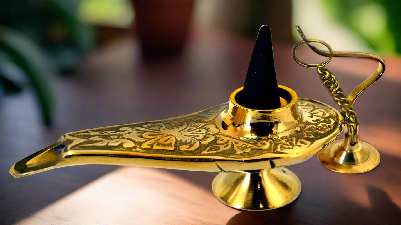 Mini  Brass Genie cone Burner and  Lamp -5"-0