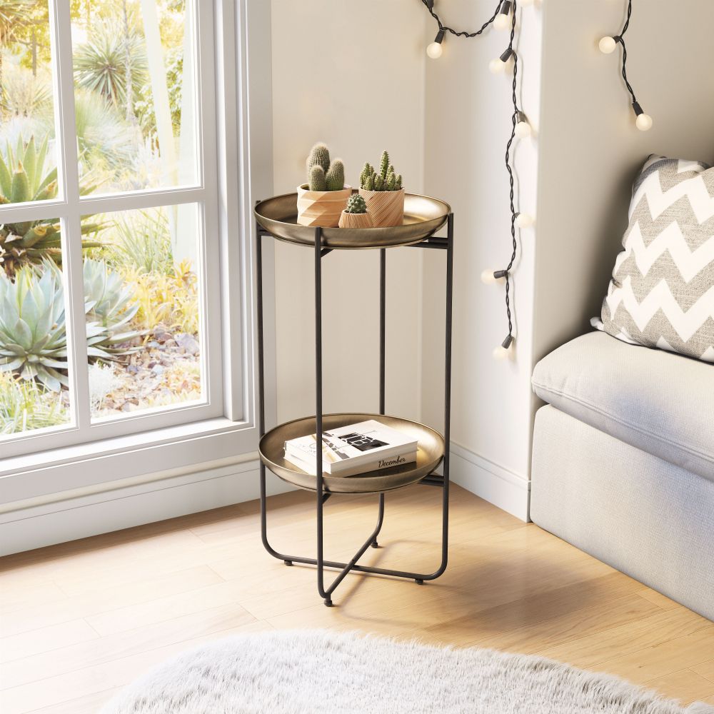 Bronson Painted Steel Round Accent Table