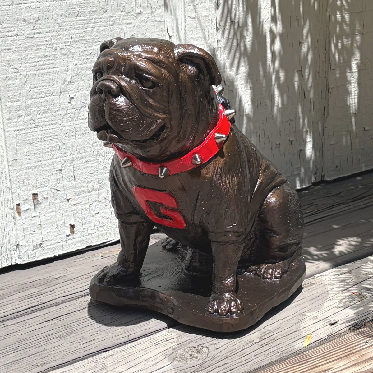 Bronze Metal Coating, Georgia Bulldogs Mascot Cement Sculpture for Garden, Yard, Home Decor and Porch.