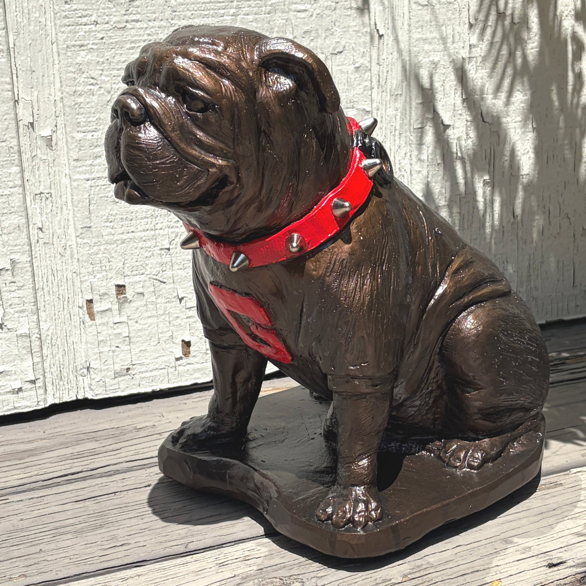 Bronze Metal Coating, Georgia Bulldogs Mascot Cement Sculpture for Garden, Yard, Home Decor and Porch.