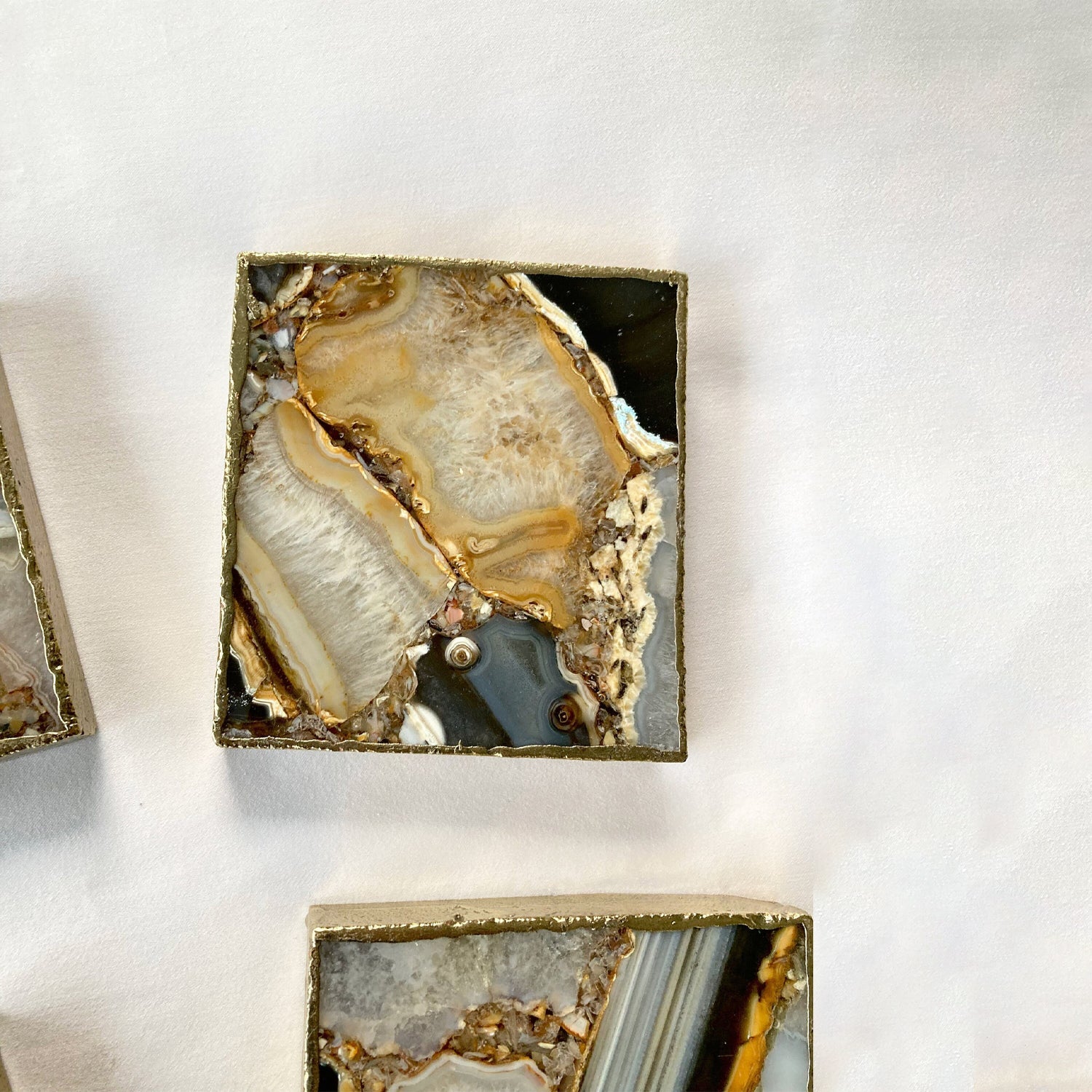 Brown-White Composite Agate - Set of 4 Large Square Coasters | Personalised Momentos-2