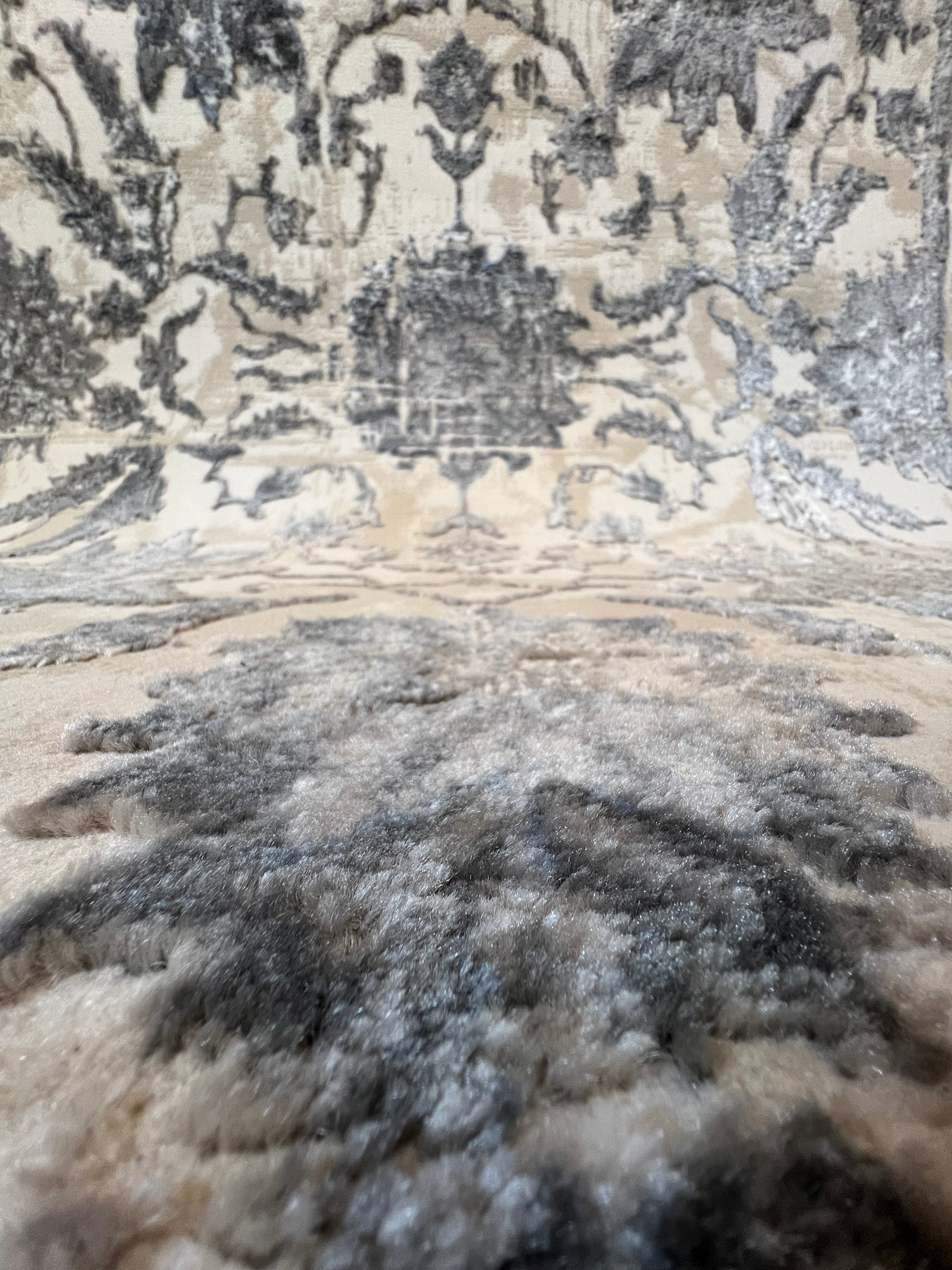 ROY's Home High&Low Area Rugs, Classic Pattern - Shiny Ivory,Grey,Beige Yarn