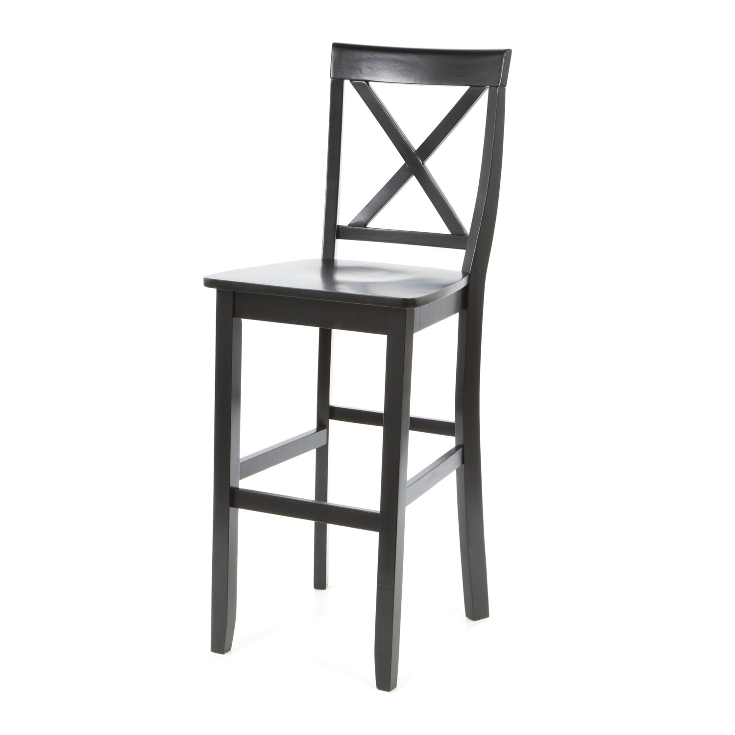 Set of 2 - X-Back Solid Wood 30-inch Barstools in Black Finish-1