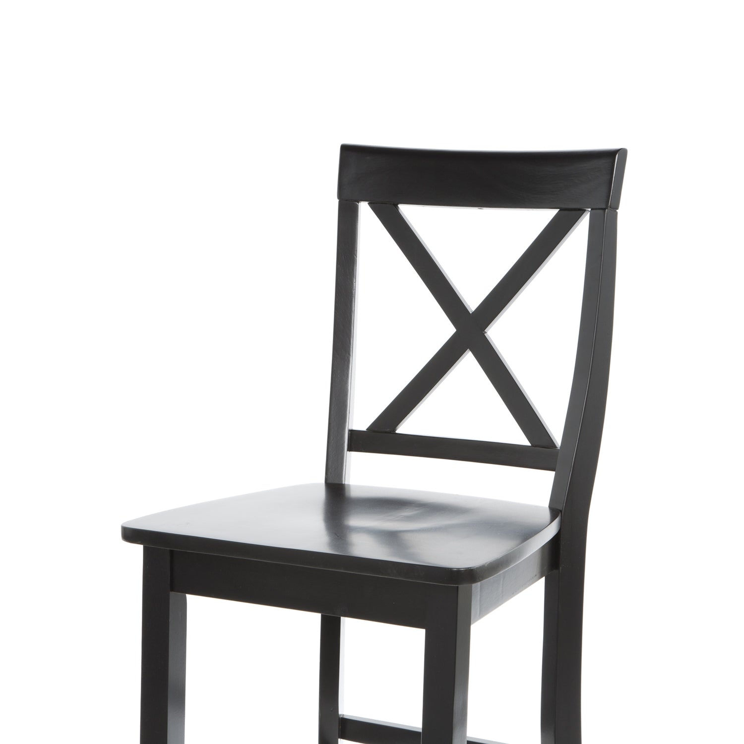 Set of 2 - X-Back Solid Wood 30-inch Barstools in Black Finish-2