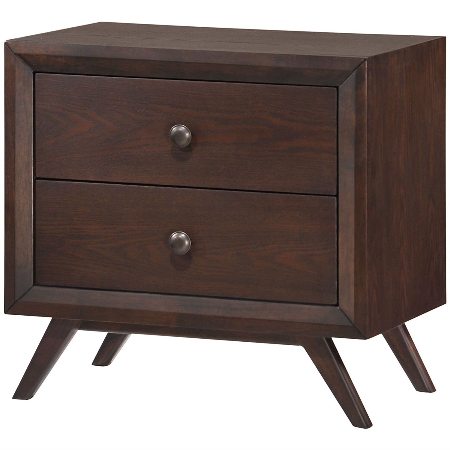 Mid-Century Modern Style End Table Nightstand in Cappuccino Wood Finish-0