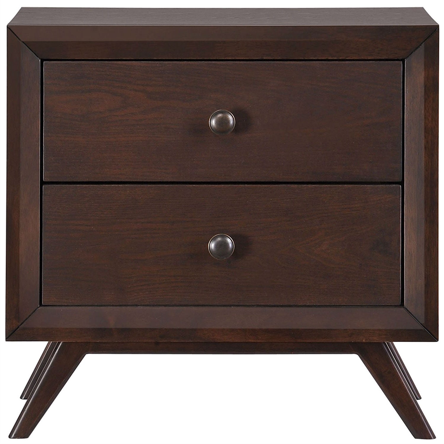 Mid-Century Modern Style End Table Nightstand in Cappuccino Wood Finish-1