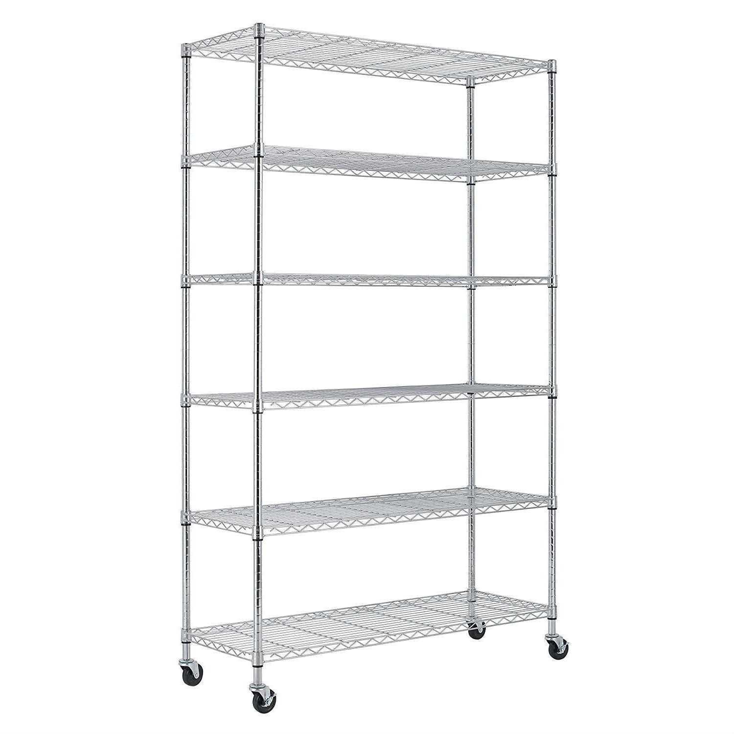 Heavy Duty 6-Shelf Metal Storage Rack Shelving Unit with Casters-0