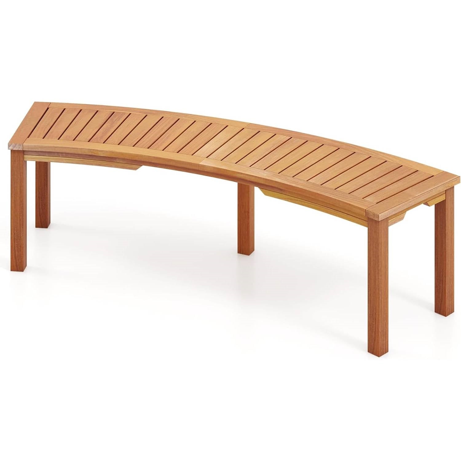 Outdoor 2-Person Backless Wooden Garden Bench with Modern Arch Design-0