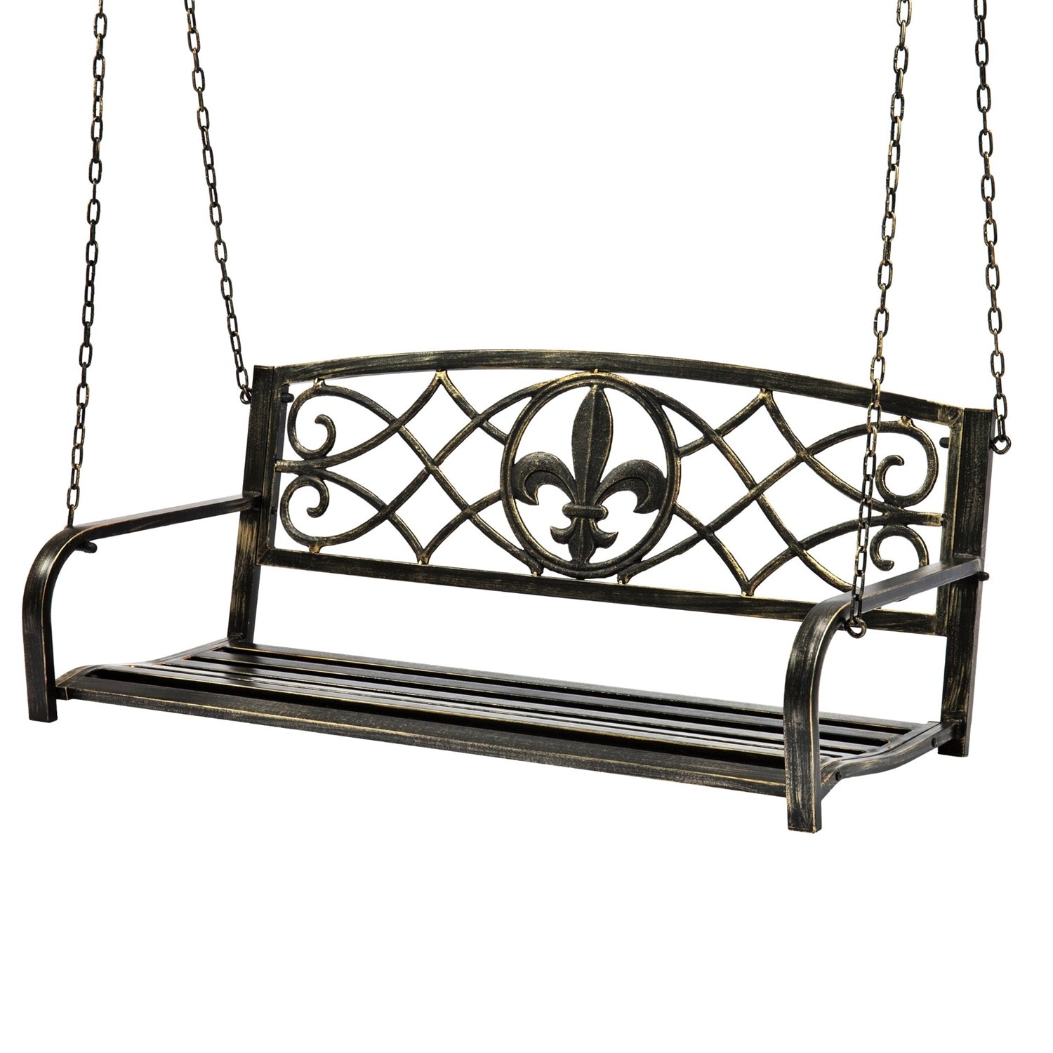 Farm Home Bronze Sturdy 2 Seat Porch Swing Bench Scroll Accents-0