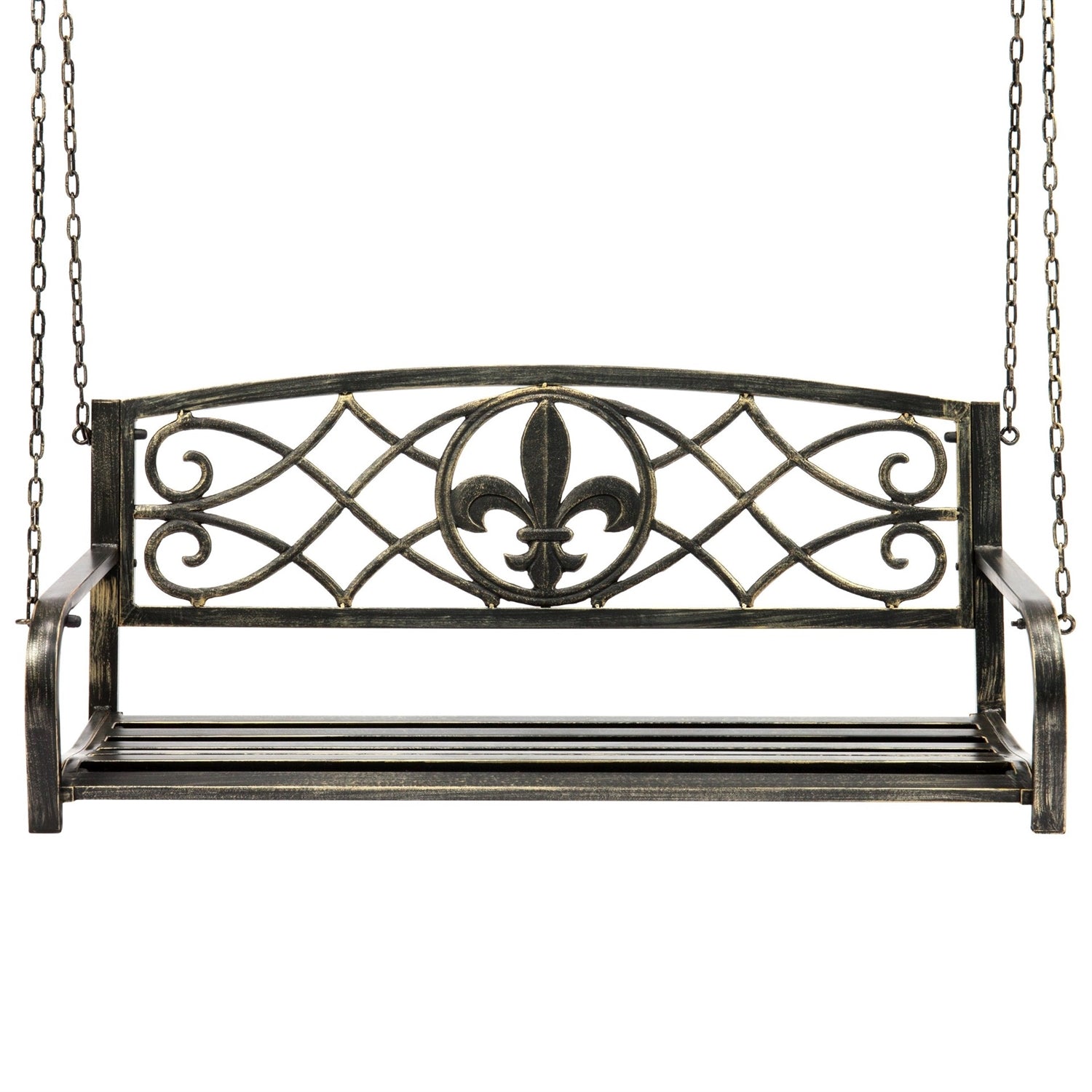 Farm Home Bronze Sturdy 2 Seat Porch Swing Bench Scroll Accents-1