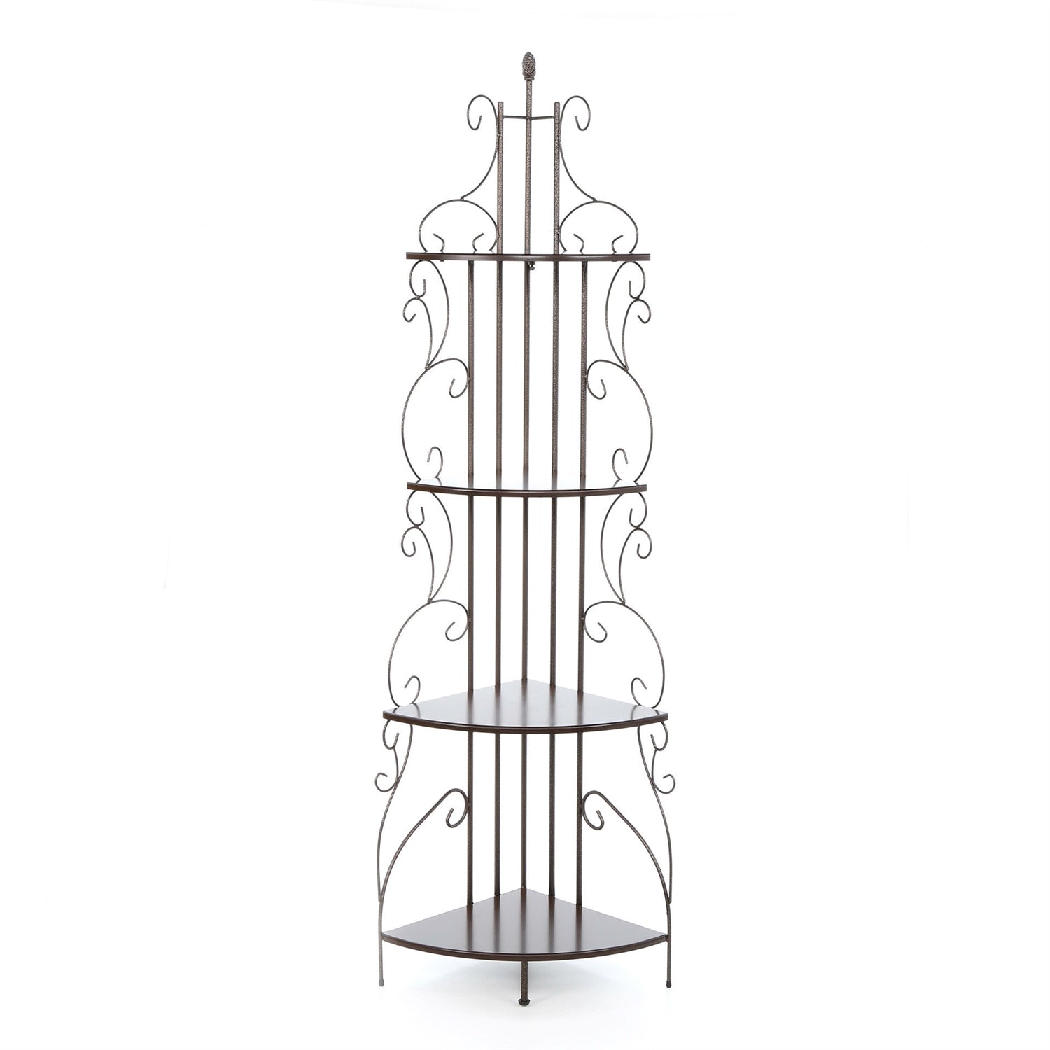 Ornate 4-Tier Metal Corner Bakers Rack Kitchen Dining Shelf-0