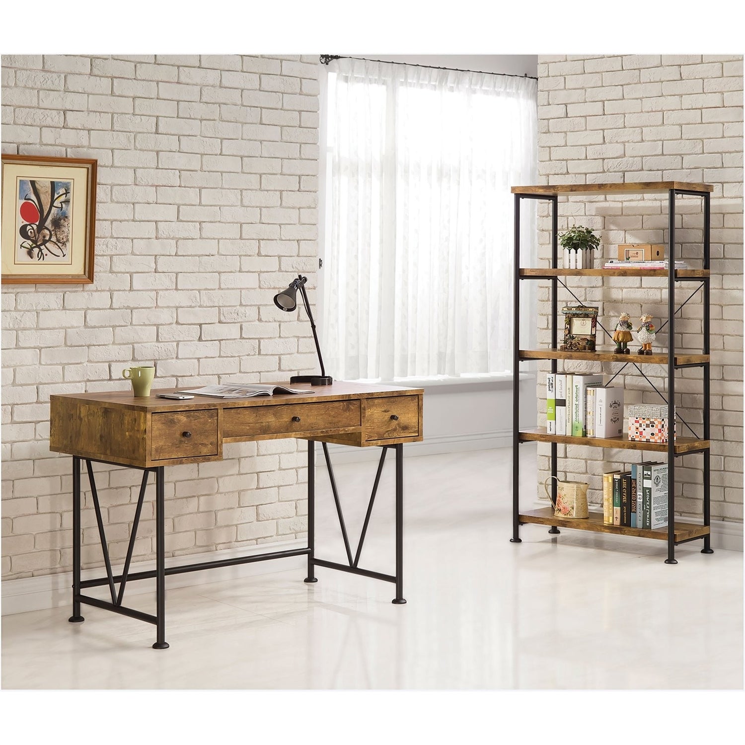 Farmhouse Rustic Home Office 3 Drawer Writing Desk-2