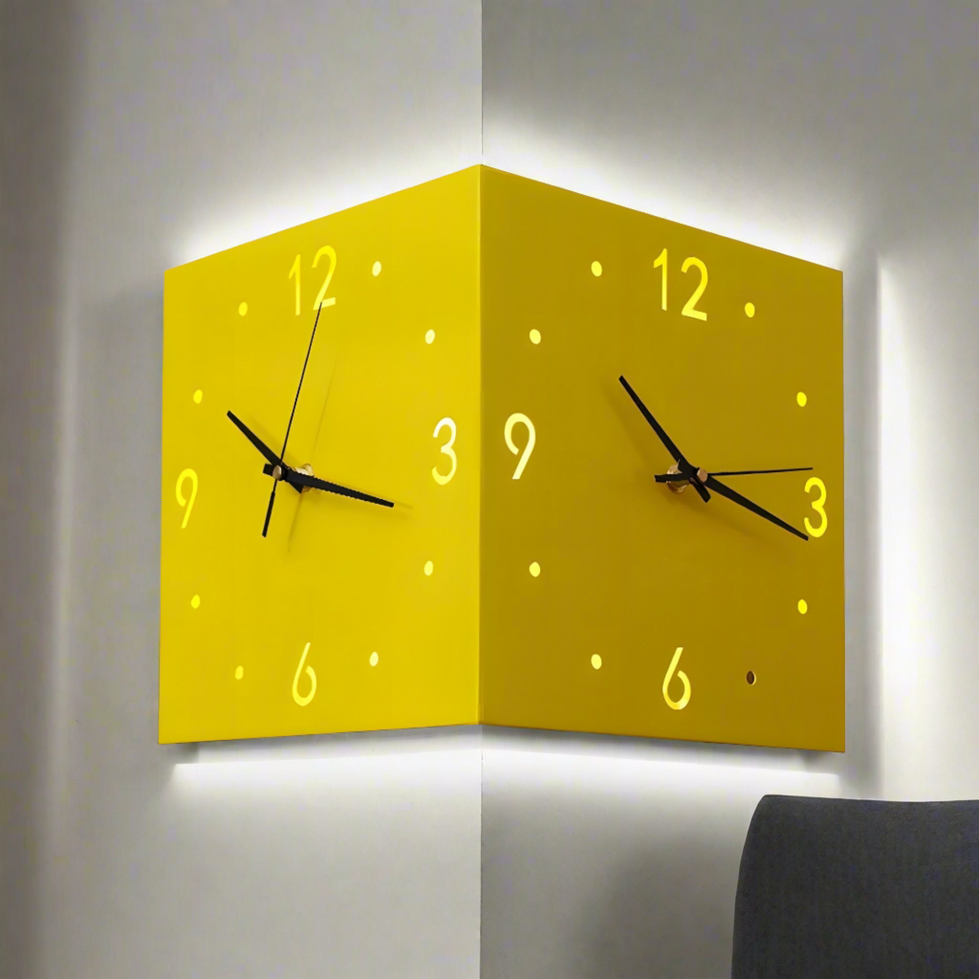 Motion Sensor Backlit Corner Clock