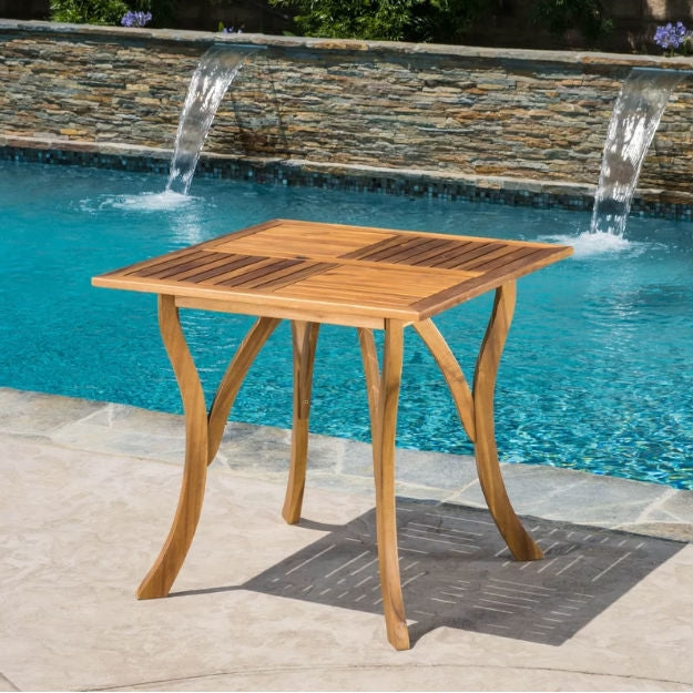 Outdoor Solid Wood 31.5 inch Square Patio Dining Table-2