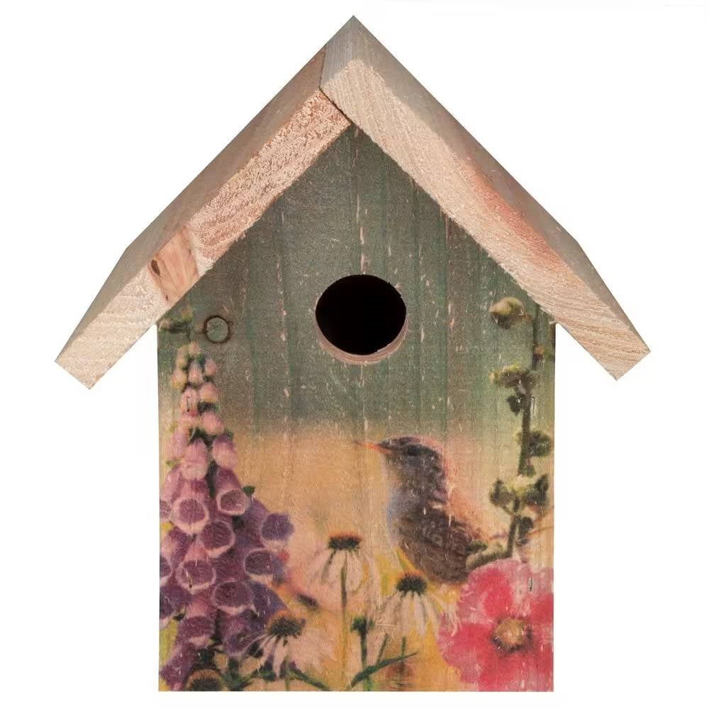 Cedar Wooden A-Frame Birdhouses for Wrens - Easy to Hang-0