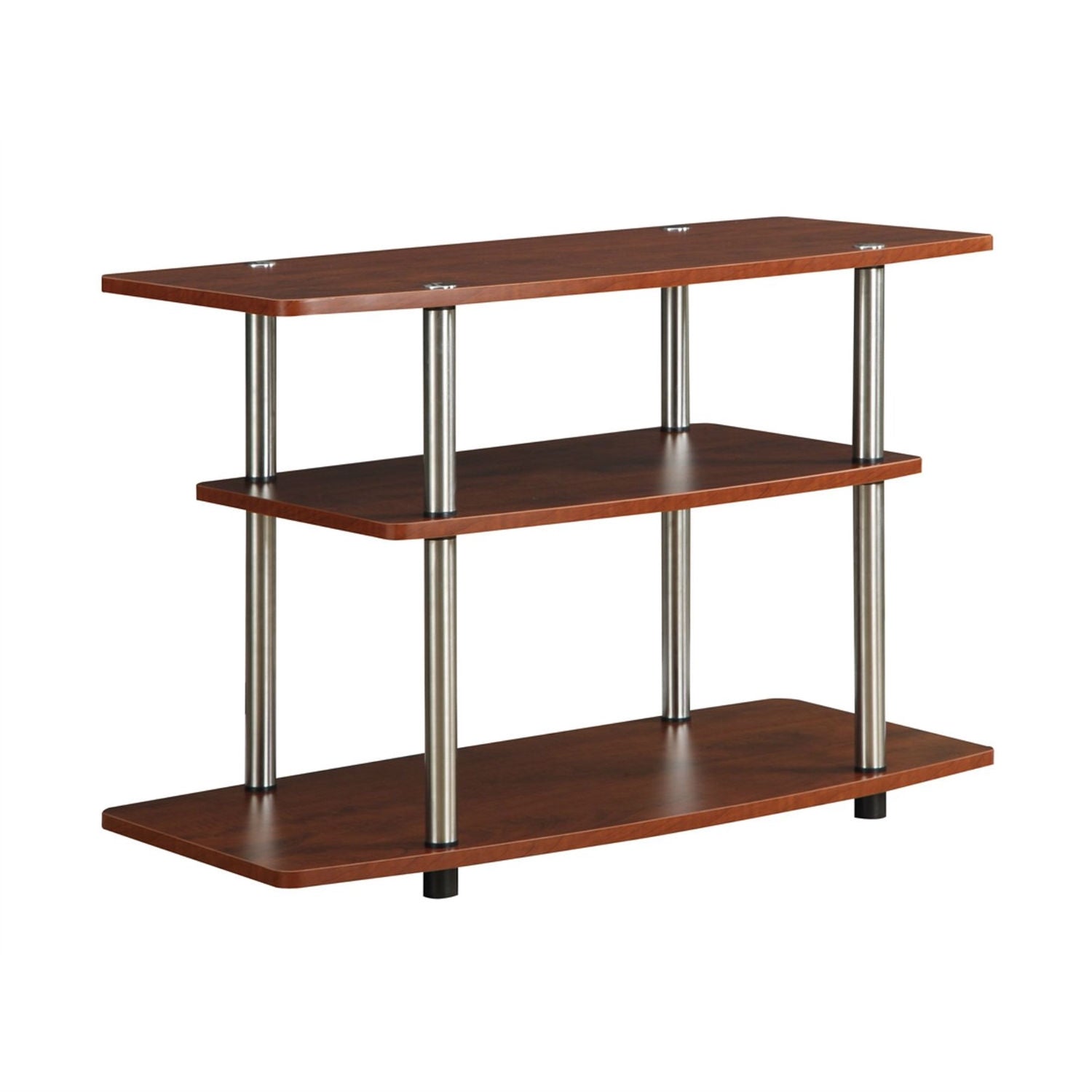 Modern Wood and Metal TV Stand in Cherry Brown Finish-0