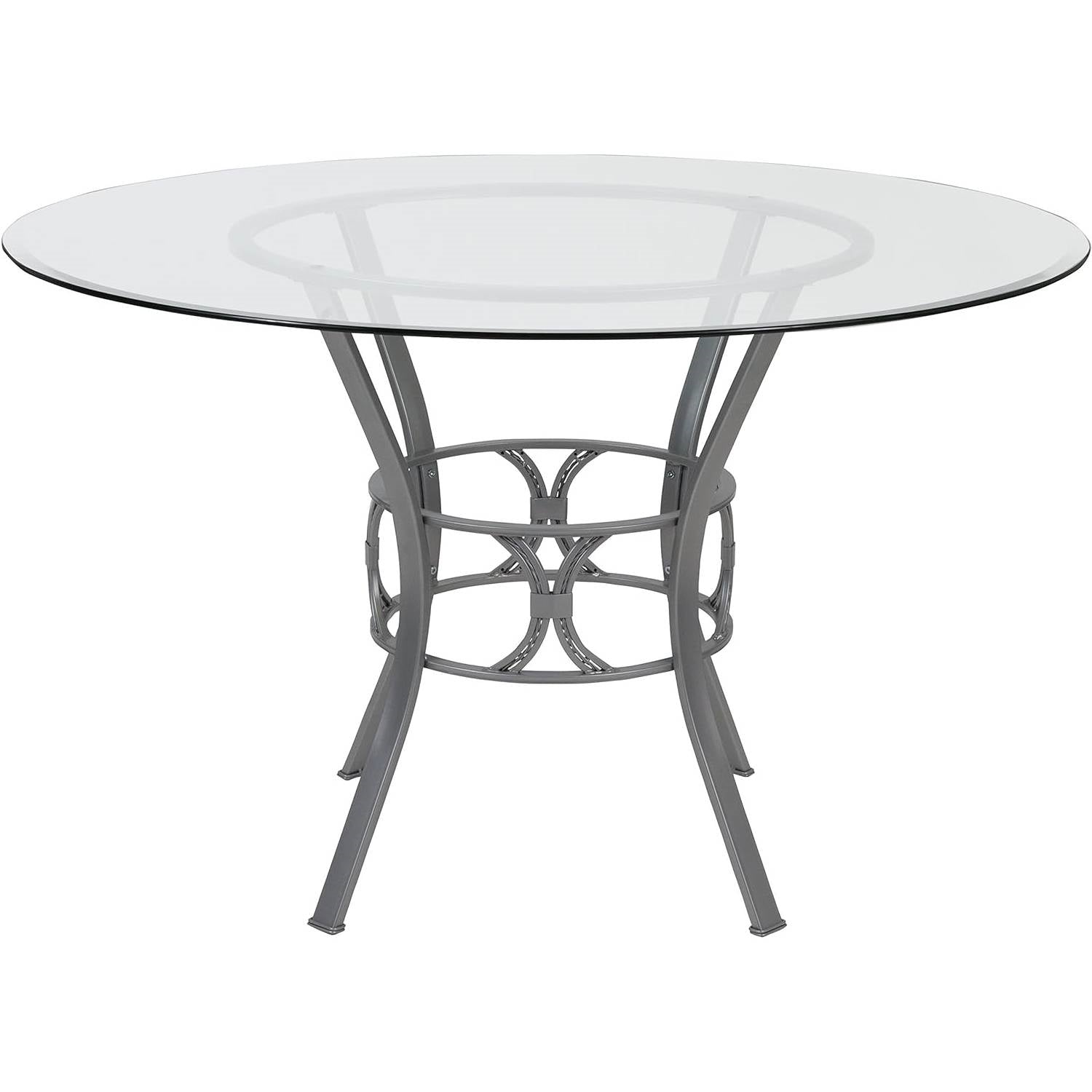 Round 48-inch Glass Top Dining Table with Matte Gold Metal Frame-1