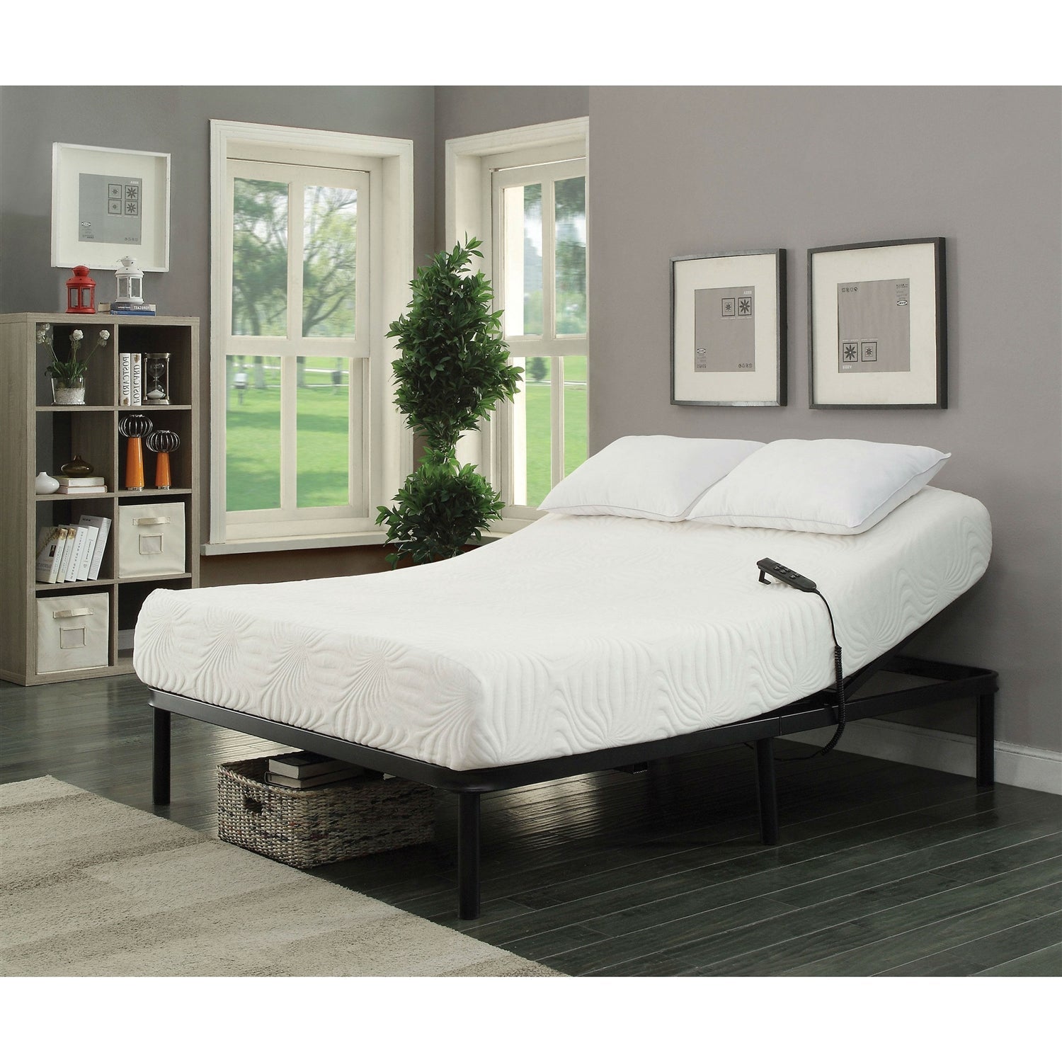 Full size Sturdy Black Metal Adjustable Bed Base with Remote-1