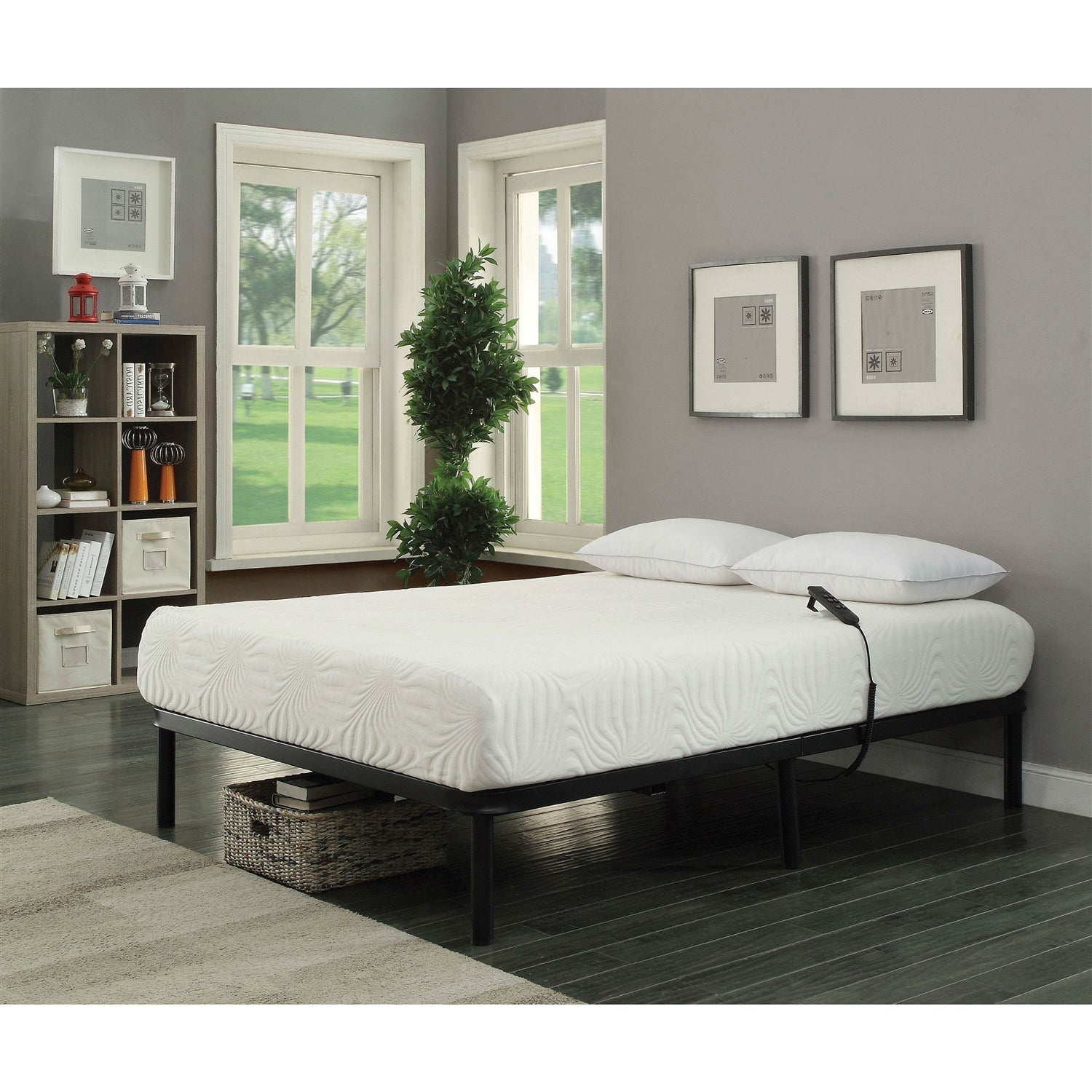 Full size Sturdy Black Metal Adjustable Bed Base with Remote-2