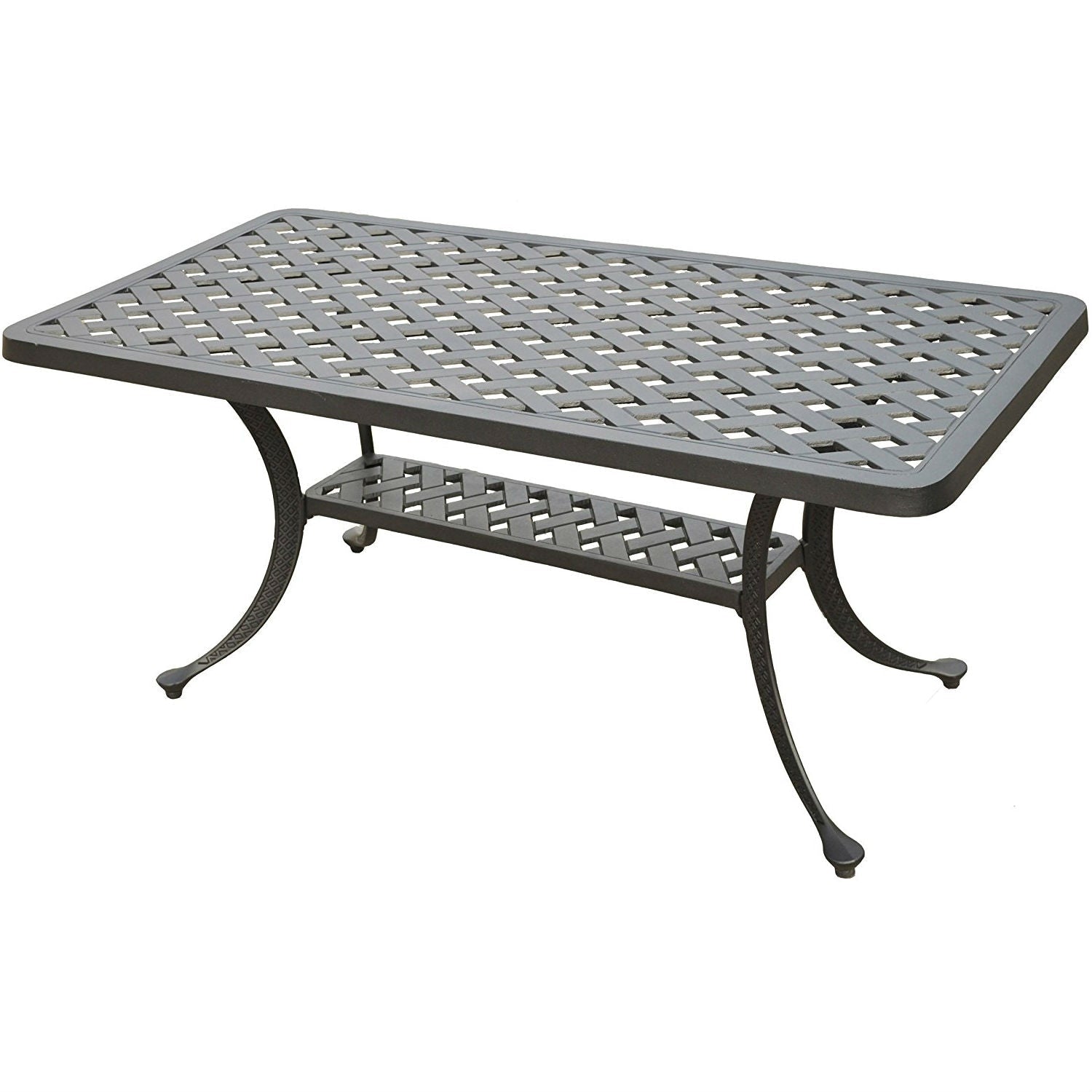 Solid Cast Aluminum 21 x 42 inch Outdoor Patio Dining Cocktail Table - Charcoal-0