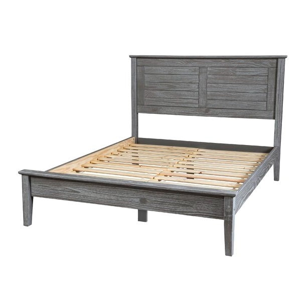 Contemporary Grey Solid Pine Platform Bed in Queen Size-0