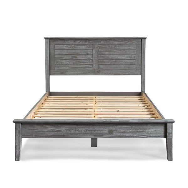 Contemporary Grey Solid Pine Platform Bed in Queen Size-1