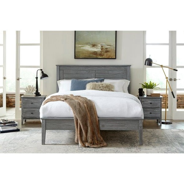 Contemporary Grey Solid Pine Platform Bed in Queen Size-3