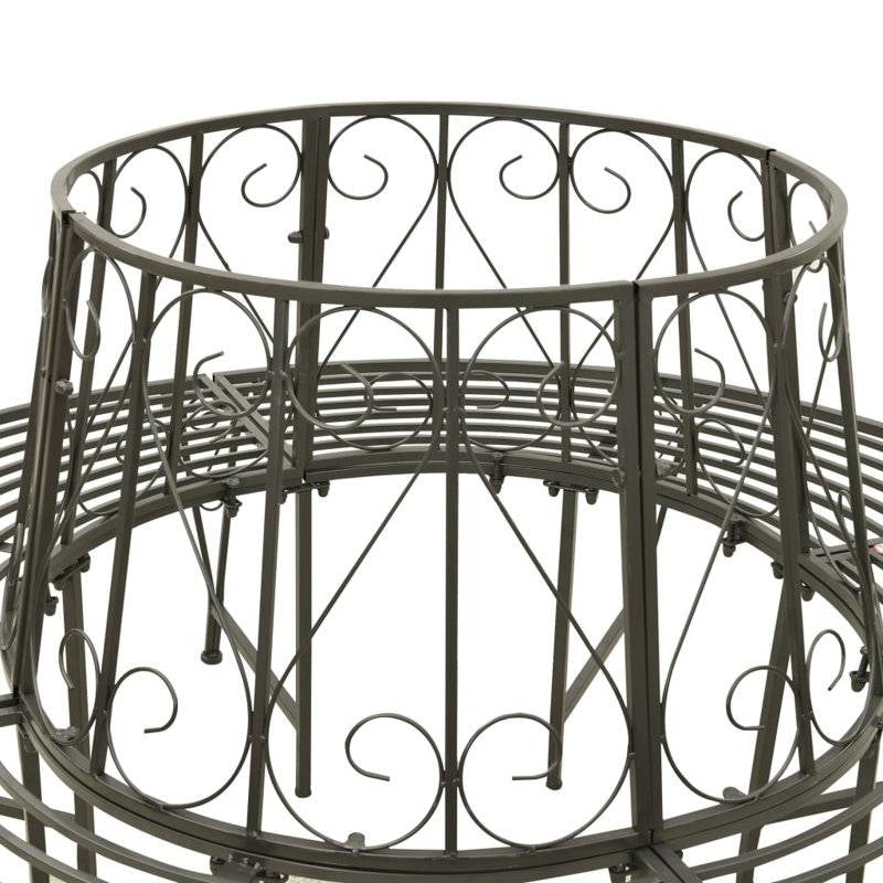Roundabout Circular Outdoor Garden Tree Bench in Heavy Duty Grey Steel-3