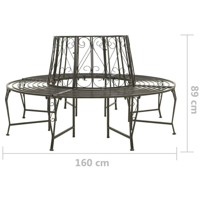 Roundabout Circular Outdoor Garden Tree Bench in Heavy Duty Grey Steel-4