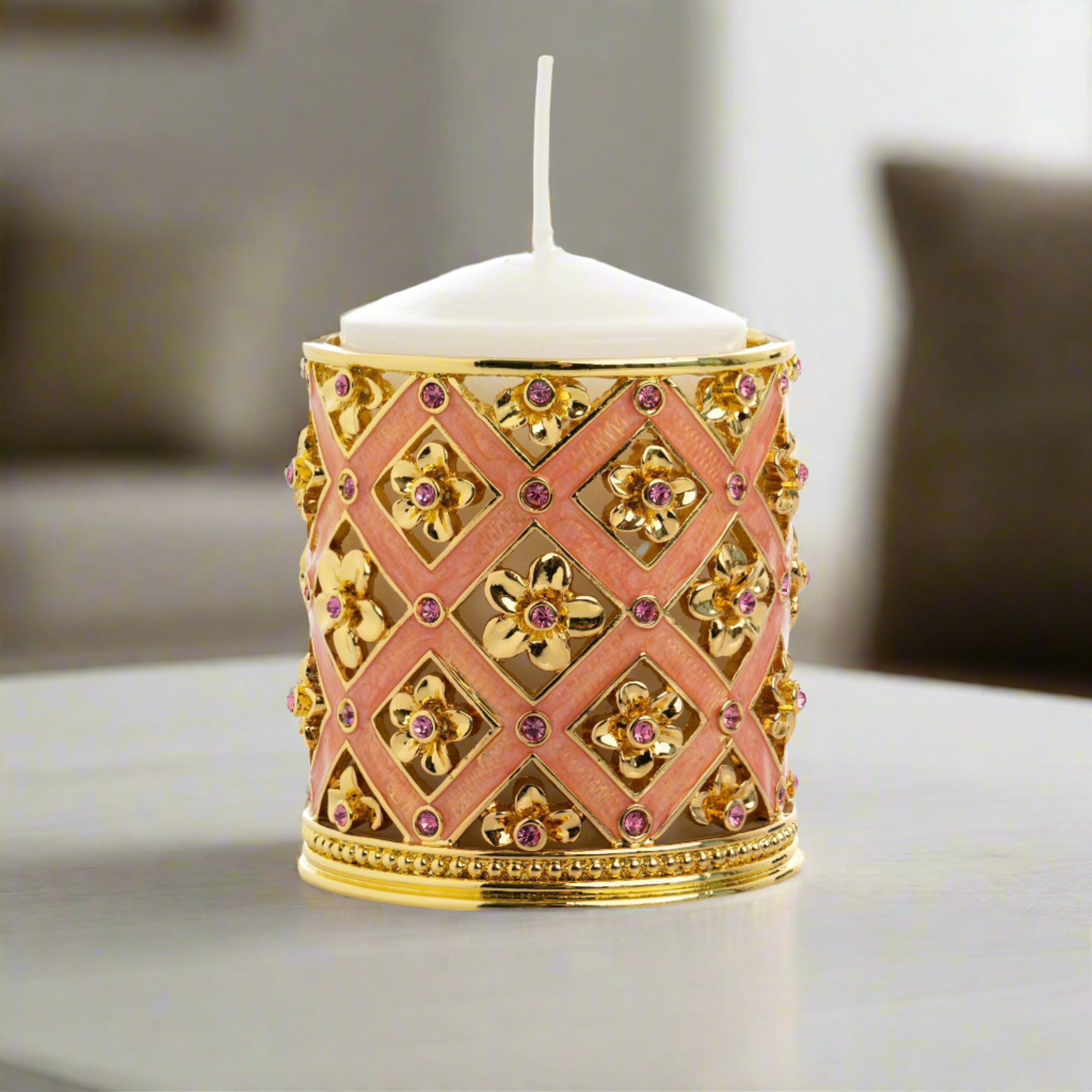 Pink Decorated Candle Holder