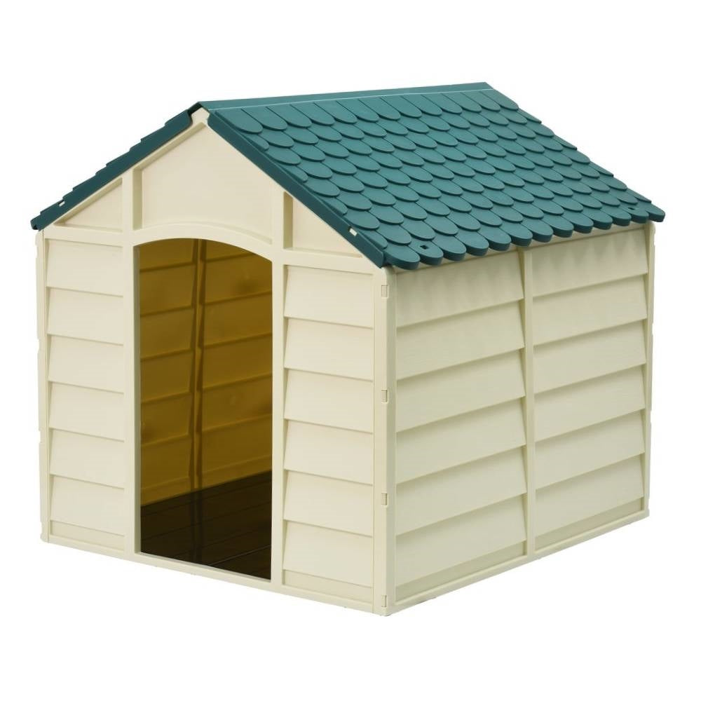 Large Heavy Duty Outdoor Waterproof Dog House in Beige Polypropylene-0