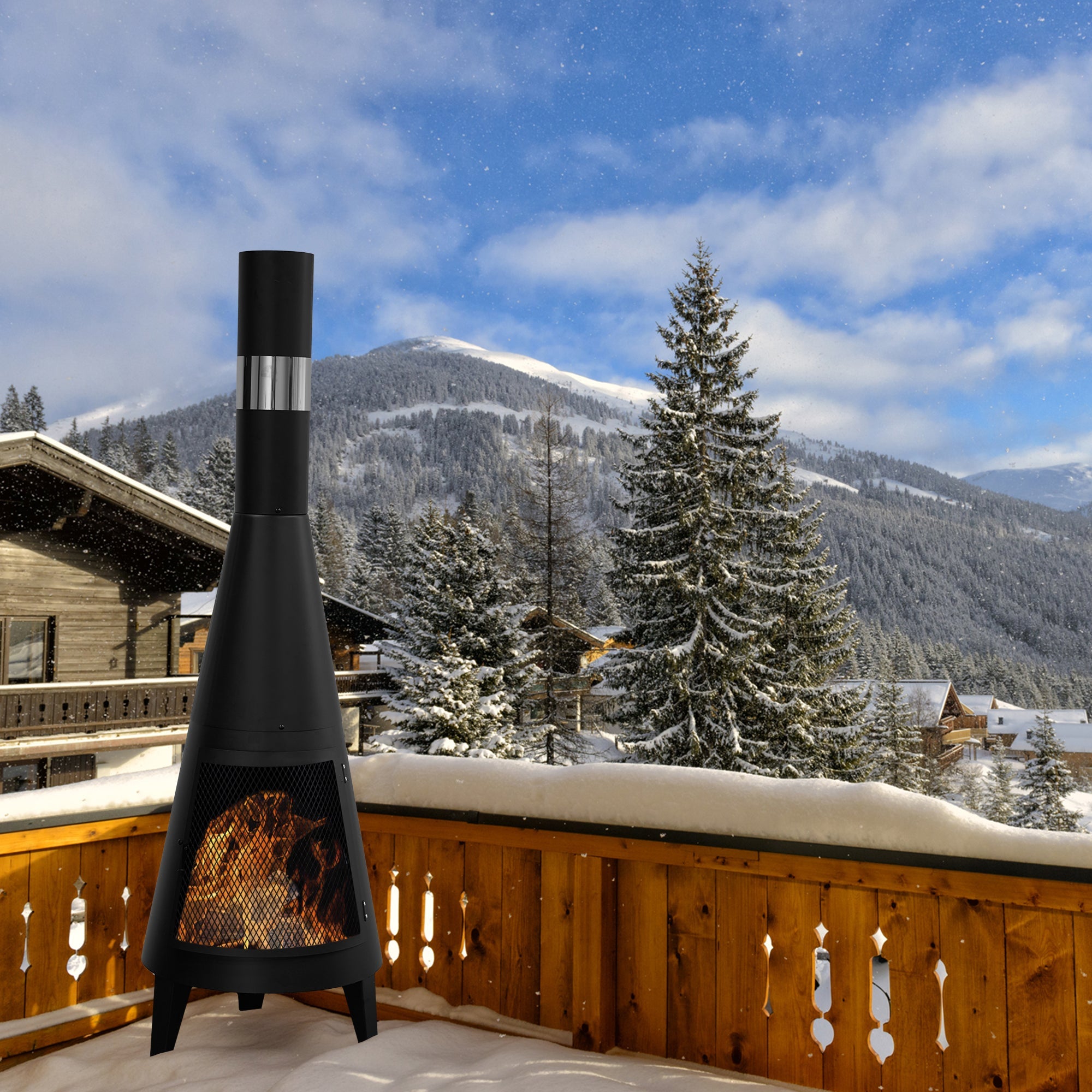 Modern Mesh Chiminea Fireplace-3