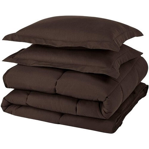 Queen Size Reversible Microfiber Down Alternative Comforter Set in Brown-1