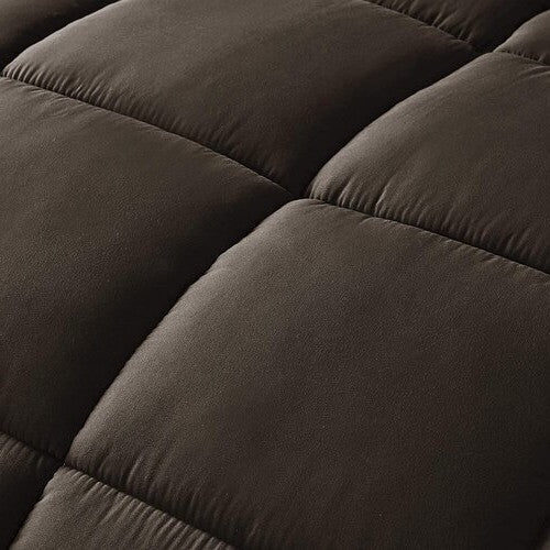 Queen Size Reversible Microfiber Down Alternative Comforter Set in Brown-2