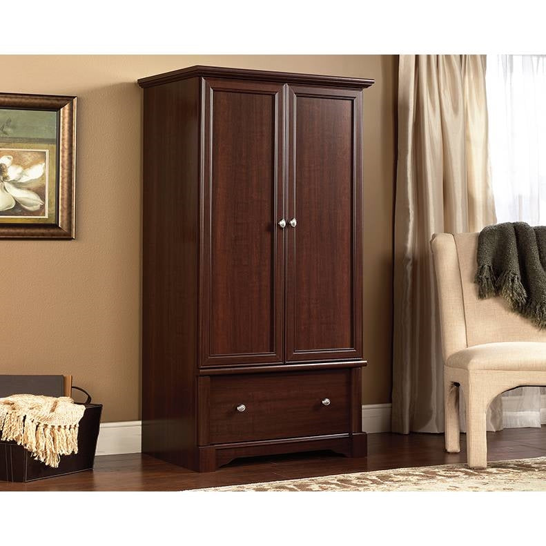 Rustic Cherry Drawer and Garment Rod Wardrobe Armoire-1